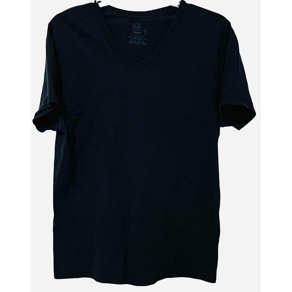 FRUIT OF THE LOOM EVERSOFT SHORT SLV, V-NECK T-SHIRT, WOMENS, XL, BLACK - Picture 1 of 9